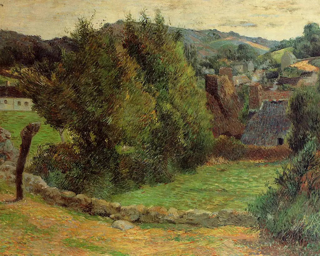 Landscape at Pont-Aven in Detail Paul Gauguin